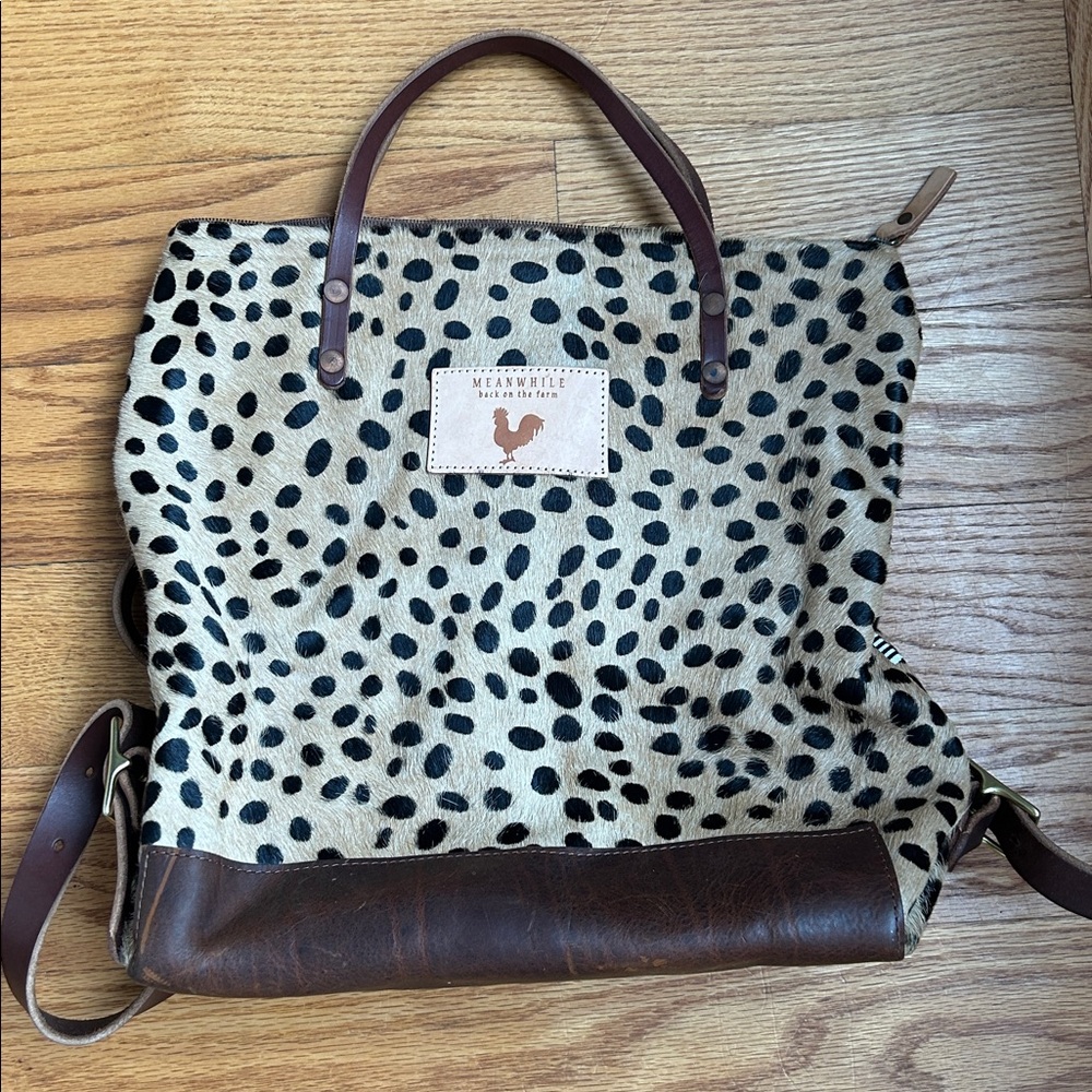 Meanwhile back on the farm brand, leopard backpack tote